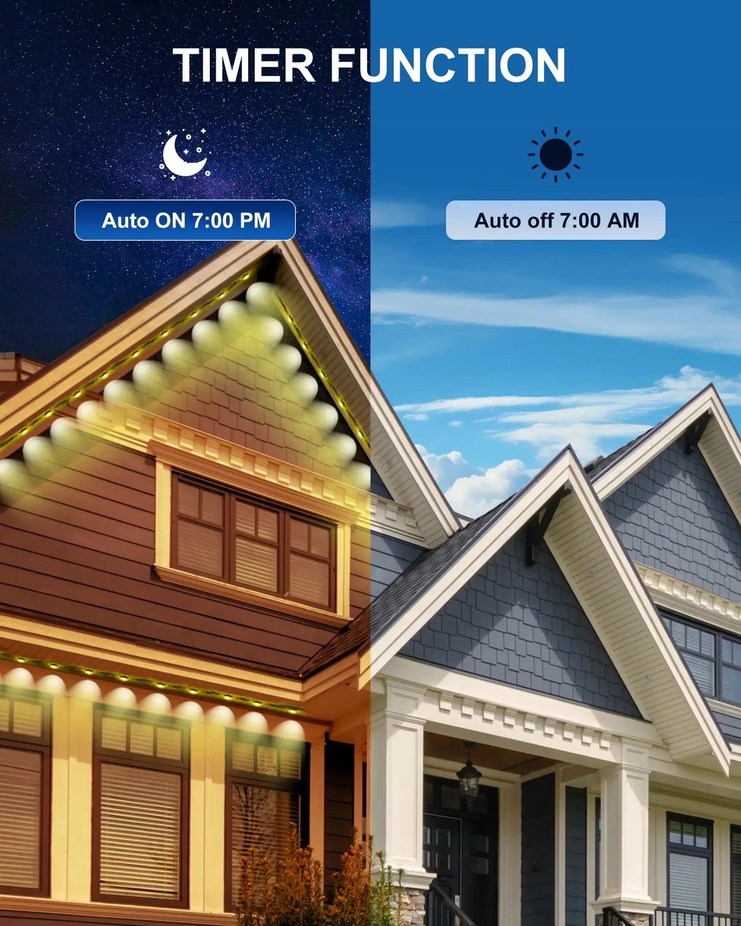 45M 90Leds Permanent Outdoor Eaves LED Lights Waterproof RGB String Lights DIY Scene Christmas Birthday Holiday Party Lighting