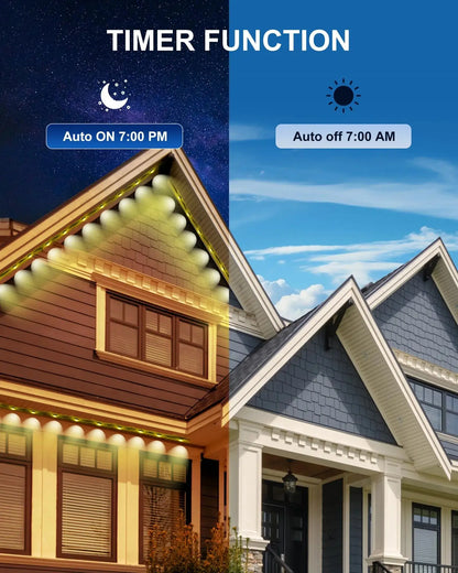 45M 90Leds Permanent Outdoor Eaves LED Lights Waterproof RGB String Lights DIY Scene Christmas Birthday Holiday Party Lighting