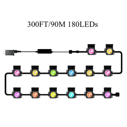 MIMI RGB New Smart Permanent Outdoor Lights 300FT LED RGB String Lights IP67 Waterproof Eaves Light
