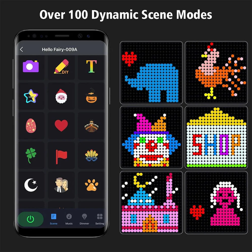 Smart LED Curtain Light APP Control RGB Dimmable DIY Pattern Music Ambient Lighting For Home Holiday Party Christmas Decoration