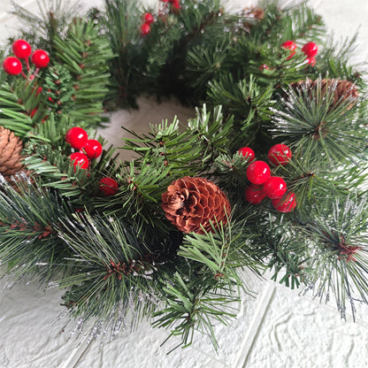 20-60cm LED Christmas Pinecone Wreath with Red Berries Artificial Xmas Wreath New Year Party DIY Decoration Add Christmas Vibe
