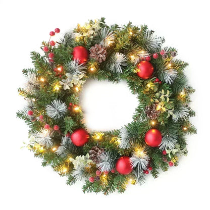 Led Christmas Wreath Door Hanging Rattan Farm Christmas Decorations Garland Xmas Wreath Home Party Wall Front Door Decorations
