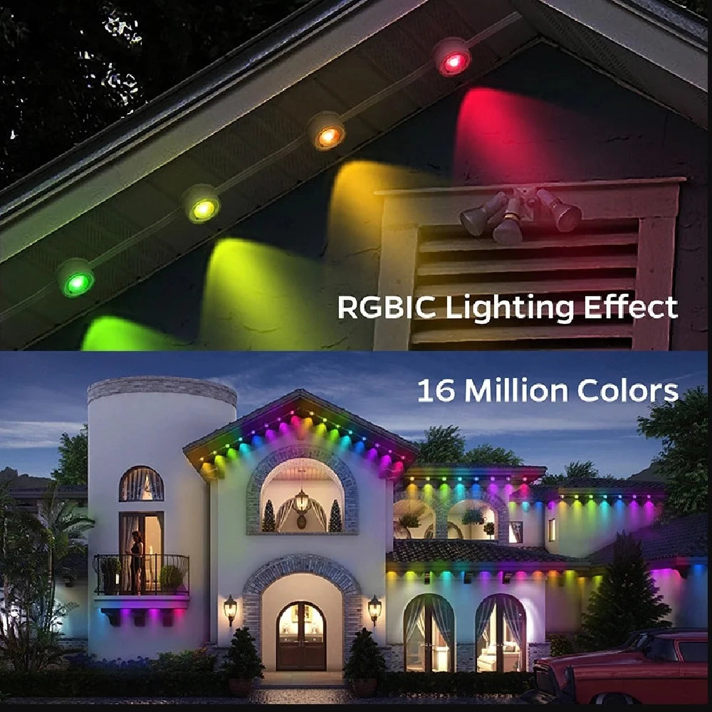 Outdoor RGB Lights String IP67 Waterproof Smart LED Eaves Lights with App/Remote Control for Christmas and All Holiday Decor