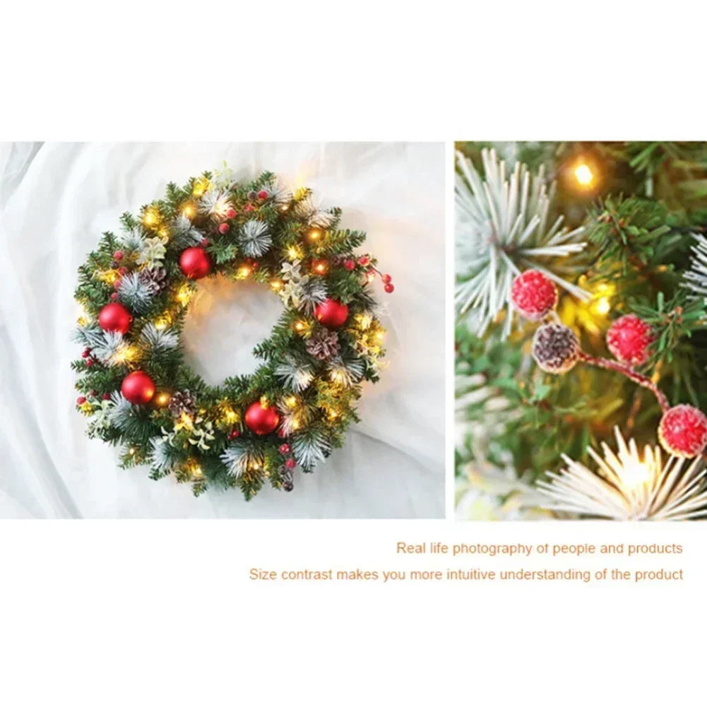 Led Christmas Wreath Door Hanging Rattan Farm Christmas Decorations Garland Xmas Wreath Home Party Wall Front Door Decorations