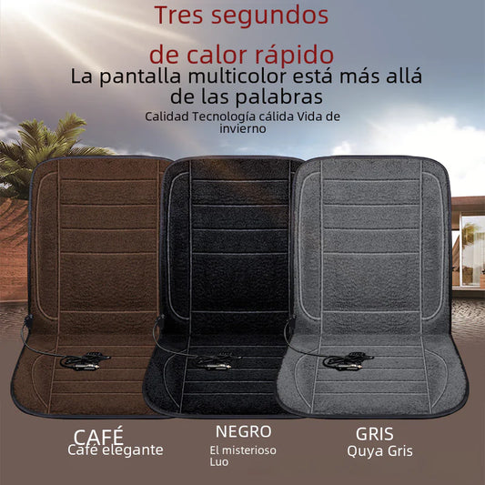 "12V/24V Heated Wool Car Seat Cushion with Plug"